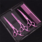 Pet Grooming Scissors Purple Dragon Japan Stainless Pink Curved Scissors For Dogs Dog Thinning Scissors Pet Chunker Shears Z3003