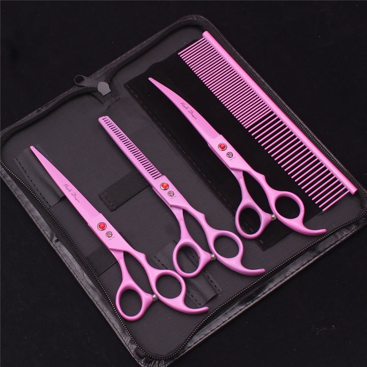 Pet Grooming Scissors Purple Dragon Japan Stainless Pink Curved Scissors For Dogs Dog Thinning Scissors Pet Chunker Shears Z3003
