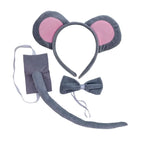 Mouse Costume Set Ears Headband Nose Tail and Bow Tie Animal Fancy Dress Kit Party Accessories Halloween Birthday