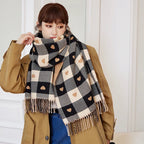 Women’s Plaid Heart-Shaped Winter Blanket Shawl Scarf
