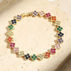 RAKOL Colorful Clover Zircon Bracelet Fashion Charm Gorgeous Charm Exquisite Cute Sweet Shining Crystal Jewelry Gift