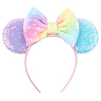 1pc Disney Cute Cartoon Minnie Headband Sequins Ears Bow Hair Hoops Purple Pink Women's Headband for Holiday Party Perfect Gifts