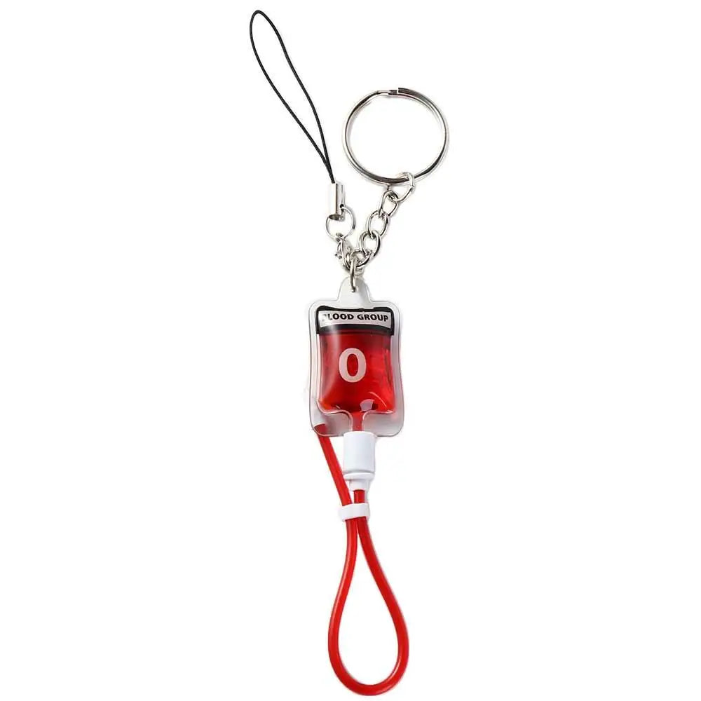 New Style 1 Pcs Blood Type A B O AB Plasma Pack Blood Bag PVC Pendant DIY Jewelry Making Gift Charm Keychain Accessory Keyring