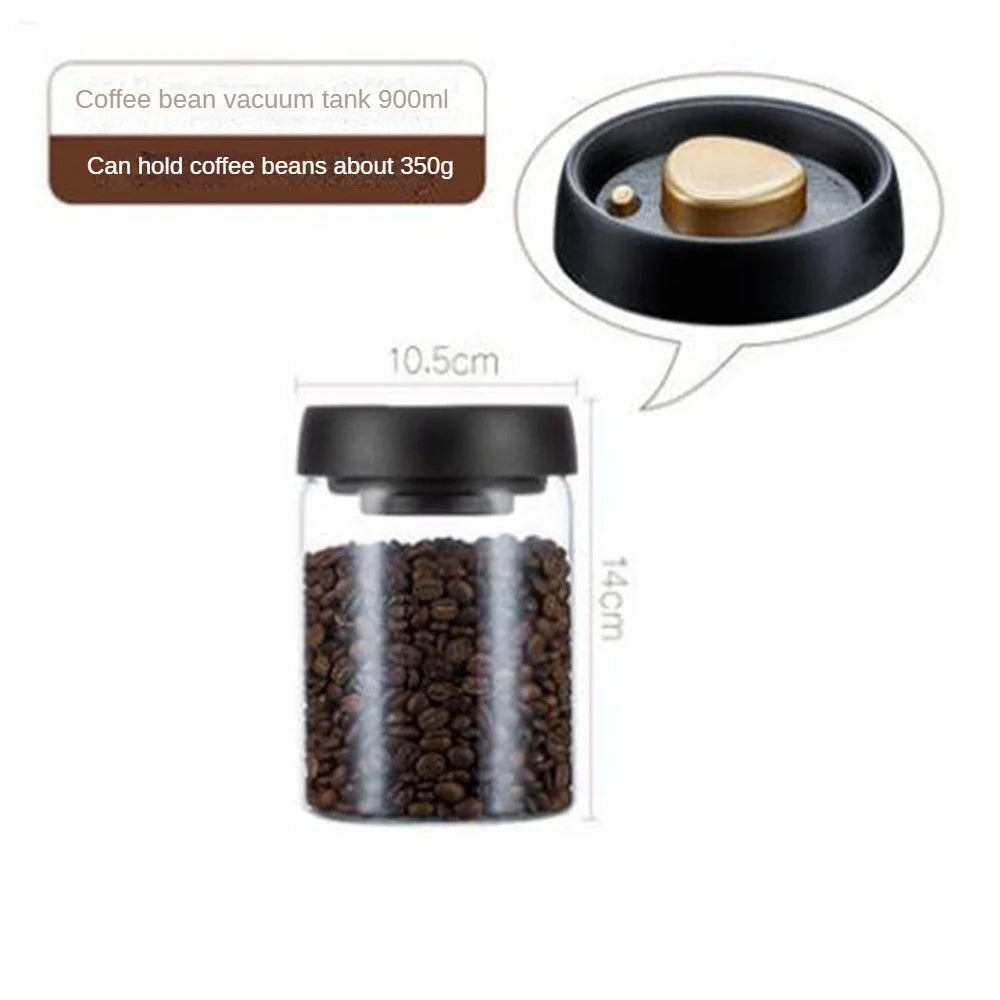 1pack Coffee Bean Storage Container Airtight Lid Sealed with Press-Down Vacuum Glass Coffee Canister,Food Storage,Coffee,Tea