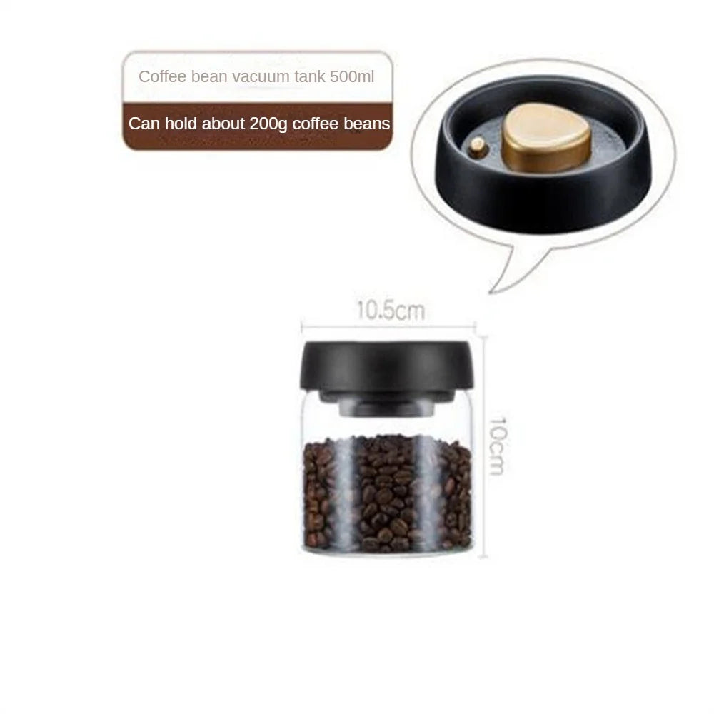 1pack Coffee Bean Storage Container Airtight Lid Sealed with Press-Down Vacuum Glass Coffee Canister,Food Storage,Coffee,Tea