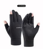 Winter Fishing Men's Gloves Women Cycling Warm Anti-Slip Gloves for Fishing Sports Touch Screen Two Fingers Cut Outdoor Angling