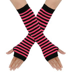 Warmer Knitted Long Fingerless Gloves Elbow Mittens Christmas Acces Gift Fashion Women Emo Gloves Lady Striped Elbow Gloves