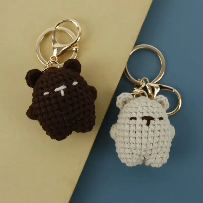 Cute Couple Bear Crochet Keychain Animal Bag Charm