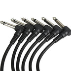 1/6pcs Guitar/Bass Effect Pedal Patch Cable - TS 1/4" Right Angle Shielded Low Noise, Beryllium Copper Core Instrument Cords