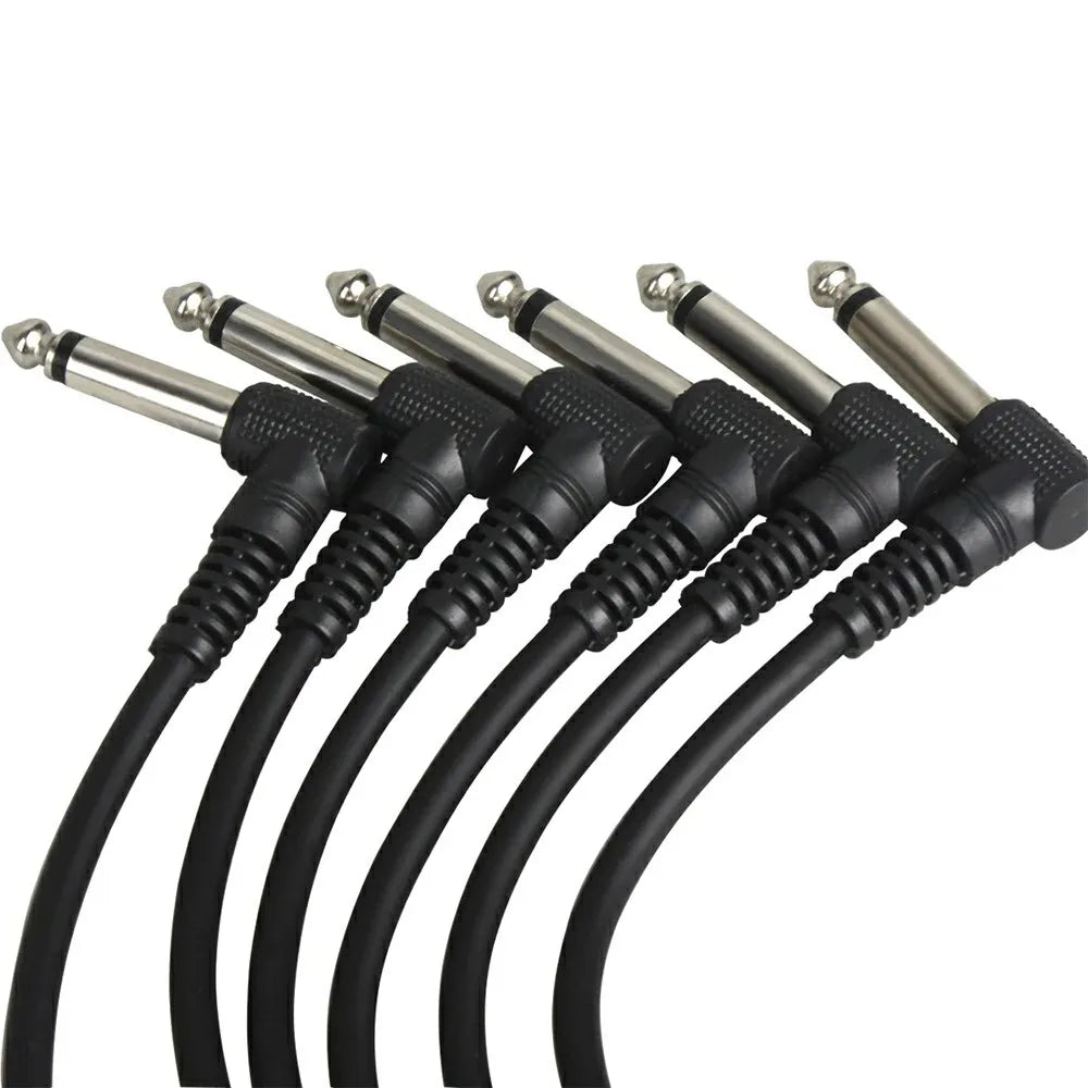 1/6pcs Guitar/Bass Effect Pedal Patch Cable - TS 1/4" Right Angle Shielded Low Noise, Beryllium Copper Core Instrument Cords