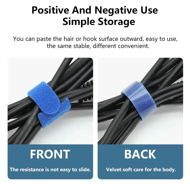10pcs Releasable Cable Ties 15 20 25 30cm Mouse Earphone Wire Wrap Cable Organizer Nylon Hook Loop Strap Zip Bundle Bandage Tie