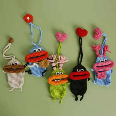 Funny Crochet Sausage Mouth Keychain Key Holder Pouch