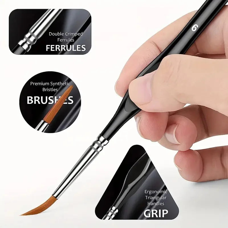00000#-7# Fine Tip Paint Brush Set for Acrylic, Models, Mini  Miniature Detail , Nylon Hair Thin Extra Fine Paintbrushes