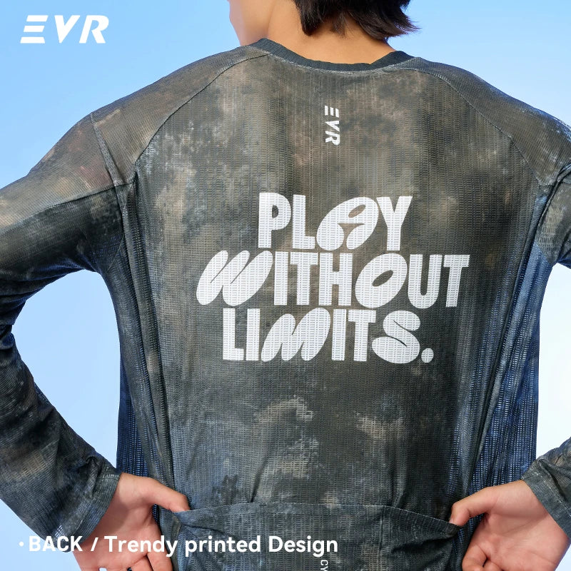 EVR Cycling Jersey Summer Casual Cycling Tops For Men and Women Long-sleeved T-shirt Quick-drying Road Bicycle Loose Cycling Top