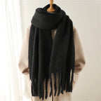 Women’s Warm Winter Pashmina-Feel Tassel Shawl Scarf