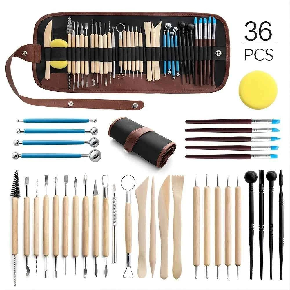 Pottery Clay Sculpture Carving Kit Pen Soft Silicone Handmade Pottery Polymer Clay DIY Cutter Clay Sculpting Tools