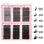 LAKANAKU 168 Fans Diy Cluster Lashes Cat Eye Lashes Invisible Band Premium Mink Manga Lash Clusters