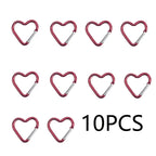 10PCS Carabiner Keychain Clip Heart-shaped Aluminum Small Carabiners Tactical Clips Outdoor Tools Water Bottle Keyring HWXGJ04