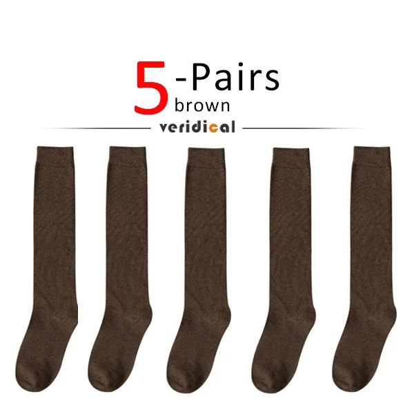 Long Socks Women Stockings Organic Cotton Solid Warm Thigh High Ladies Girls Street Fashion Young Casual Knee Socks Harajuku