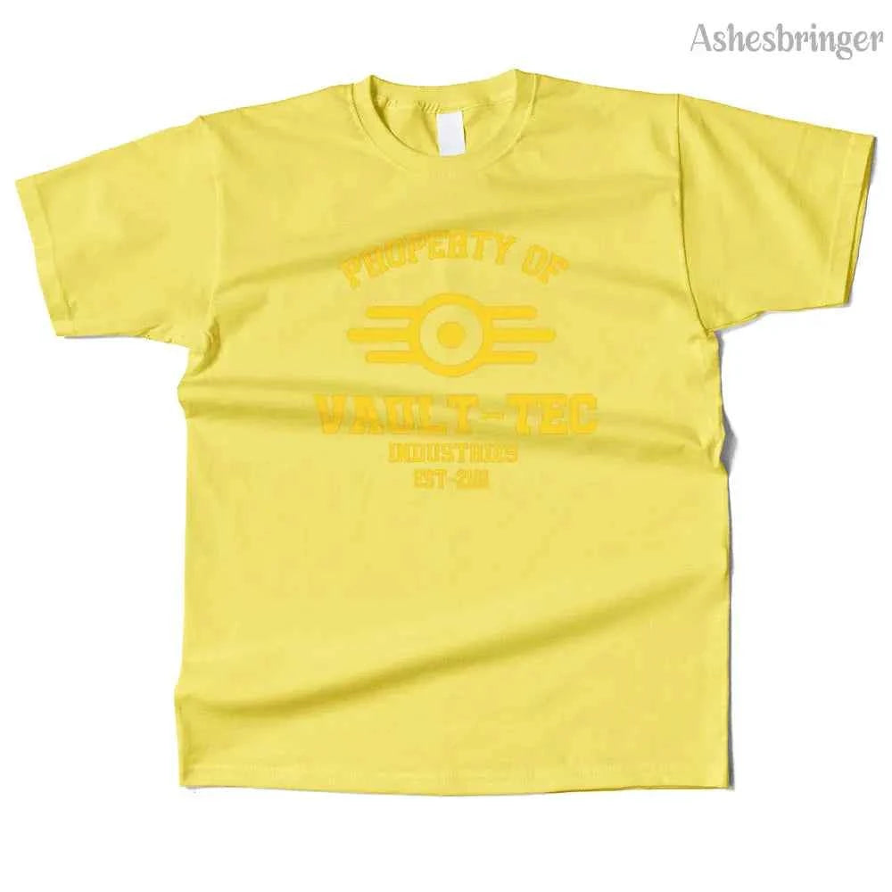 Mens Cotton Property of Vault Tec Graphic T Shirt Street Casual Style Tee for Men and Women