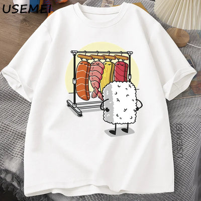 Sushi Wardrobe T Shirt Women Men Funny High Quality T-shirt Cotton Graphic T Shirts Loose Short-sleeve Pritned Tshirt Man Tops