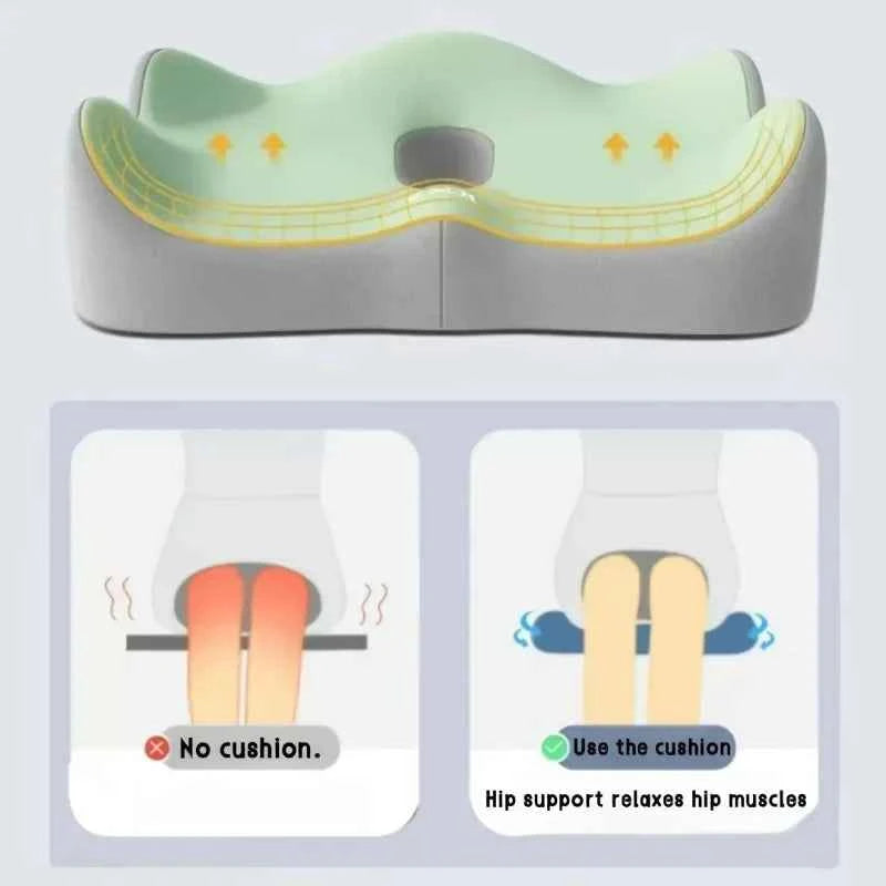 【Ergonomic Office Seat Cushion】3-Zone Memory Foam Lumbar Support Pillow Breathable Posture Corrector for Car Office Wheelchair