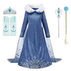 Children Snow Queen Costume Kids Elsa Cosplay Performance Sequins Disguise Girls Princess Party Elegant Fantasy Halloween Dress
