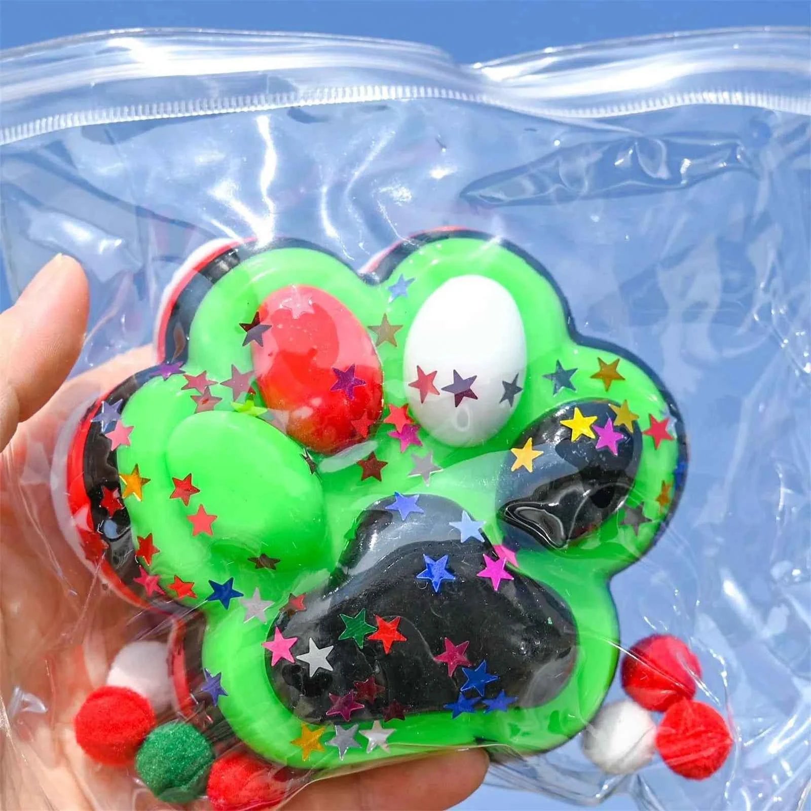 Children Mini Cat Claw Squishy Fidget Toys Soft Cute Cat Paw Slow Rebound Pinch Decompression Toy for Kids Adults Christmas Gift