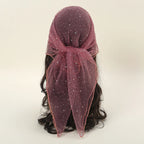 Lace Paisley Embroidery Bandana Square Scarf Elegant Breathable Silk Scarves Women Sunscreen Lightweight Shawl Headband