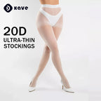 Kave Women's Sheer Tights- 20D High Waist Control Top Pantyhose with Reinforced Toes Ladies Sexy Elastic Plus Size Stocking