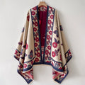 Women's Imitation Cashmere Warm Shawl Ethnic Style Cloak Fashionable Scarves Floral Print Coldproof and Windproof Scraf