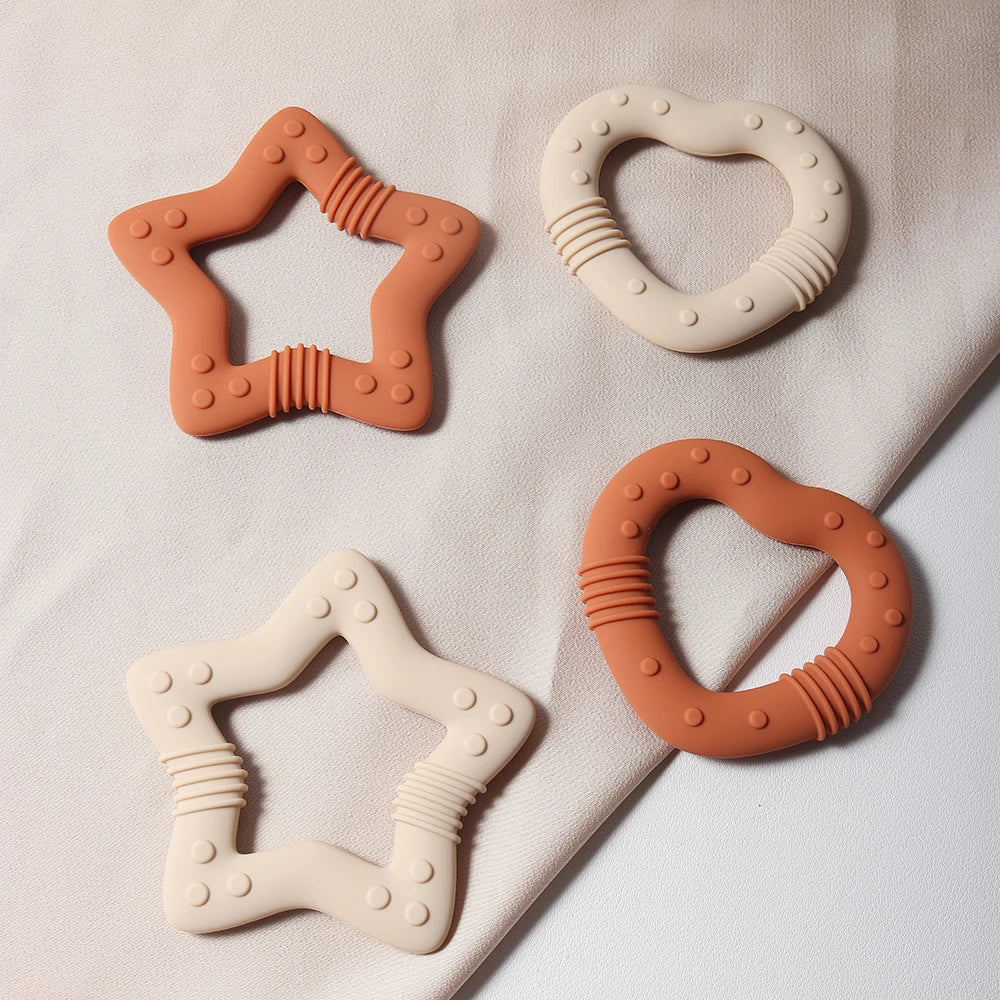 2024 new star silicone teether Food Grade heart baby Teething toy