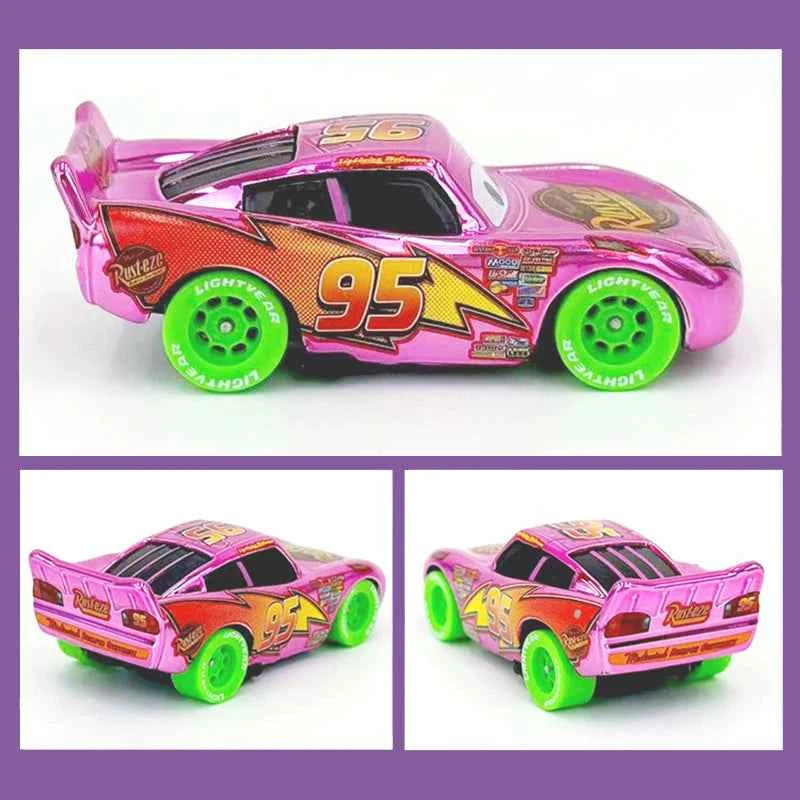 Disney Pixar Cars Piston Cup Racer Lightning McQueen Plated Version Magenta Color Alloy Diecast Model Toy Cars Children's Gift