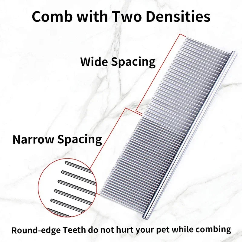 Pet Dematting Comb Stainless Steel Pet Grooming Comb for Dogs and Cats Gently Removes Loose Undercoat Flea Comb Pretty&Better - WTN Essentials 