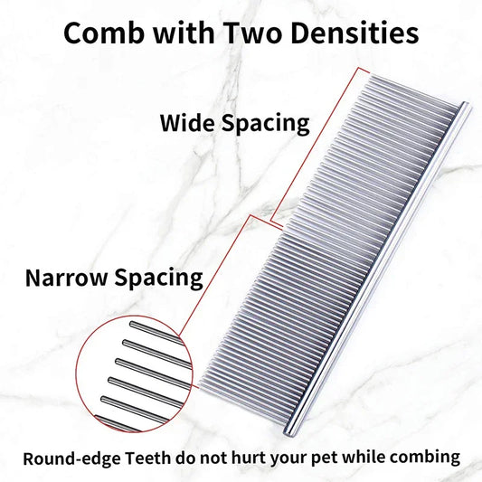 Pet Dematting Comb Stainless Steel Pet Grooming Comb for Dogs and Cats Gently Removes Loose Undercoat Flea Comb Pretty&Better - WTN Essentials 