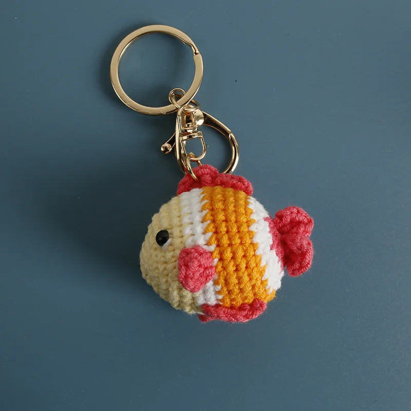 Funny Shrimp Crochet Keychain Cute Ocean Bag Charm