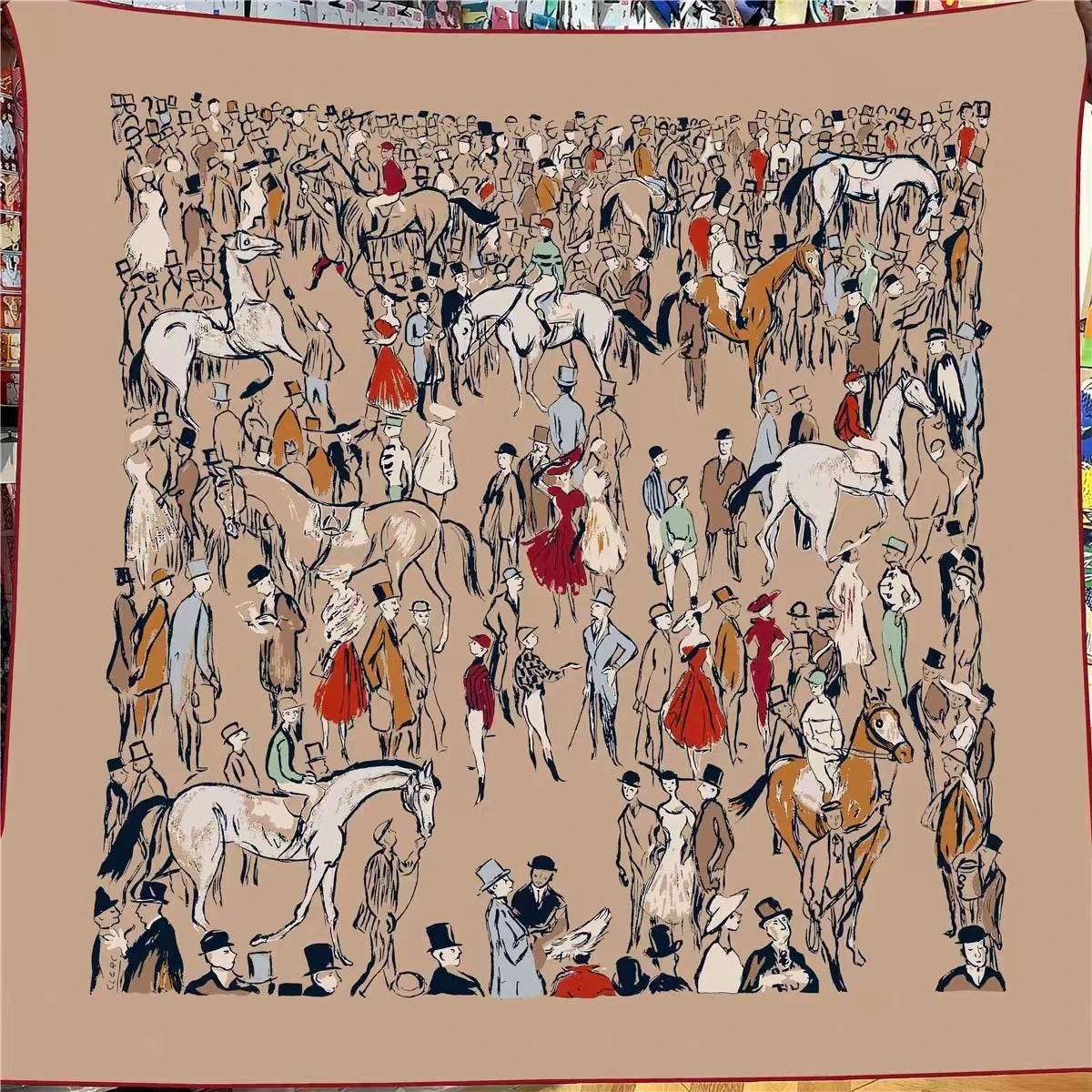 30% Silk 70% Cashmere Scarf Designer Luxury Pashmina Shawls for Women Square Hand Rolled Edges Stole Blanket Big Poncho 135CM