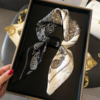 Luxury Chain Print Small Square Scarf Simulated Silk Thin Neck Scarf Fashion Sunscreen Headscarf For Women 70x70cm