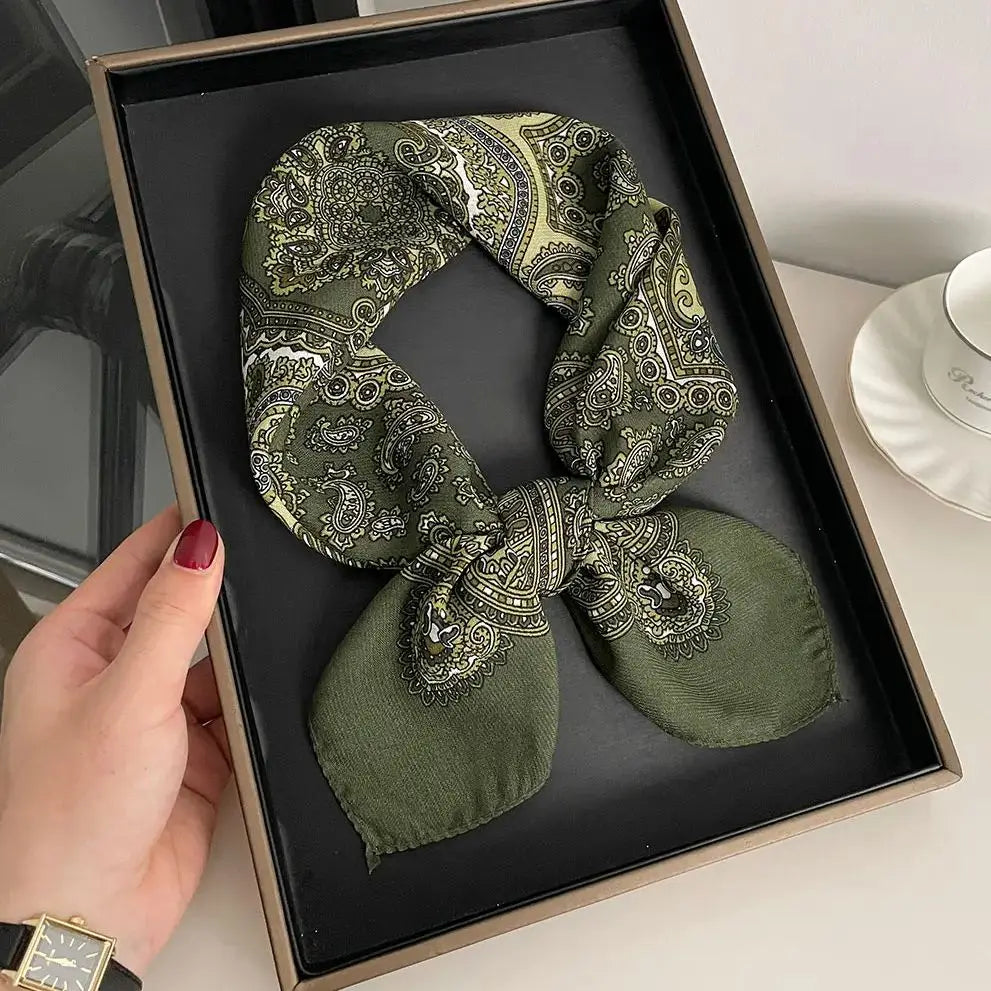 New Fashion 70X70cm Women's Scarf Paisley Print Scarf Cotton Texture Square Shawl Decorative Headband Neck Luxury Design Bandana