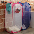 Mesh breathable laundry basket, foldable large size 40 * 40 * 70 miscellaneous laundry basket, simple and large capacity miscell