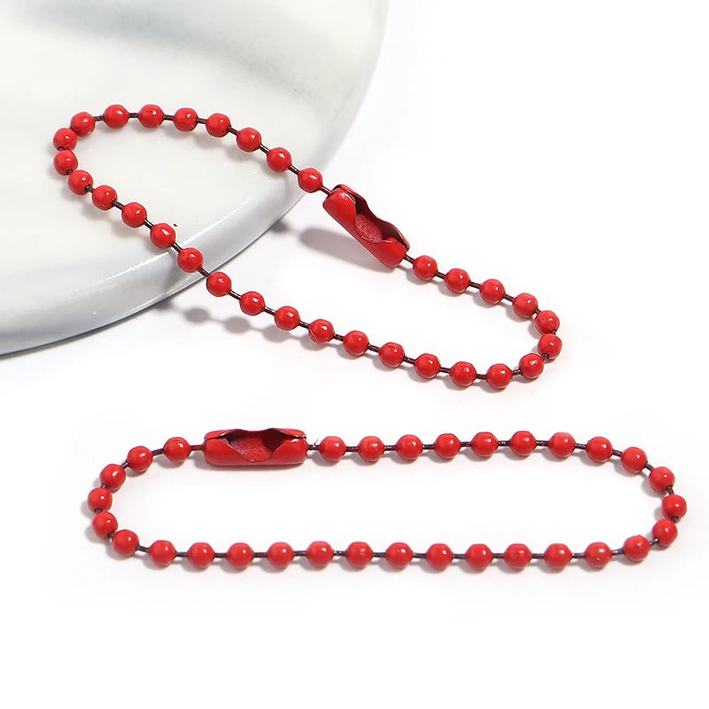 100pcs/Lot 10cm Iron Colorful Ball Bead Chain Fits KeyRing Key Chain Dolls Label Hand Tag Connector DIY Jewelry Making