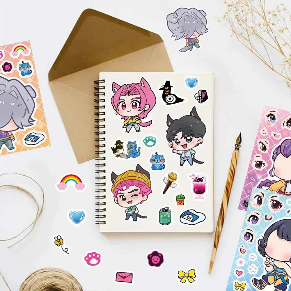 24PCS Cute Make a Face Stickers DIY Handicrafts Waterproof Puzzle Reward Stationery Stickers-K-pop