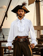 LisdinoJEMITOP Mens Pirate Vampire Ruffle Shirt Elastic Cuff Poet Victorian Steampunk Renaissance Medieval Cosplay Costume