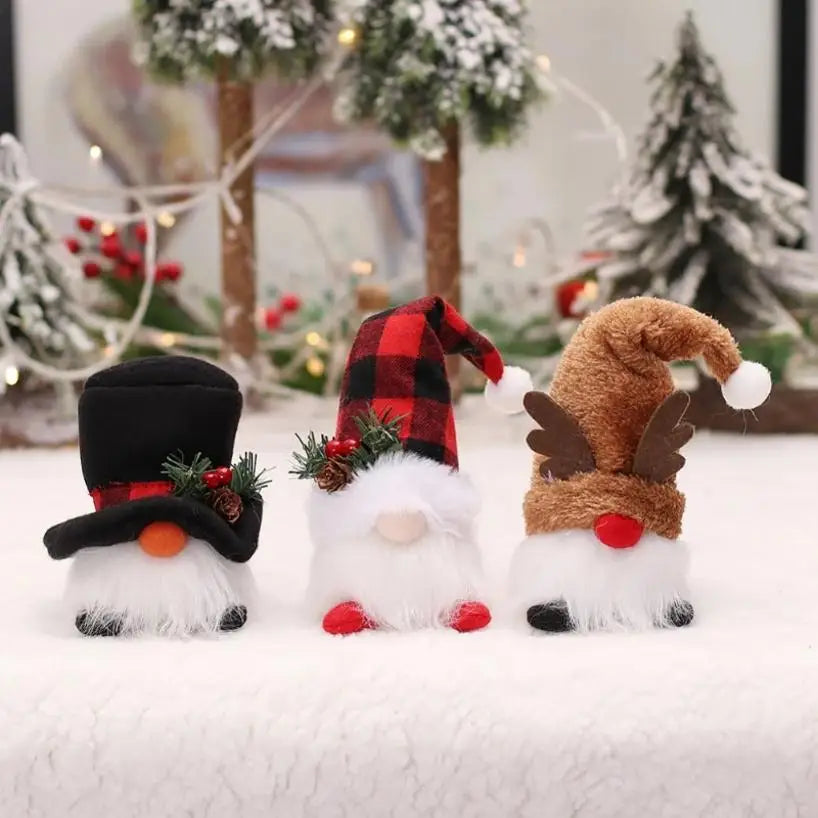 1 Pcs Christmas LED Doll Pendant Christmas Tree Ornaments Santa Gnome Plush Doll For Home New Year Xmas Decoration Party Favors