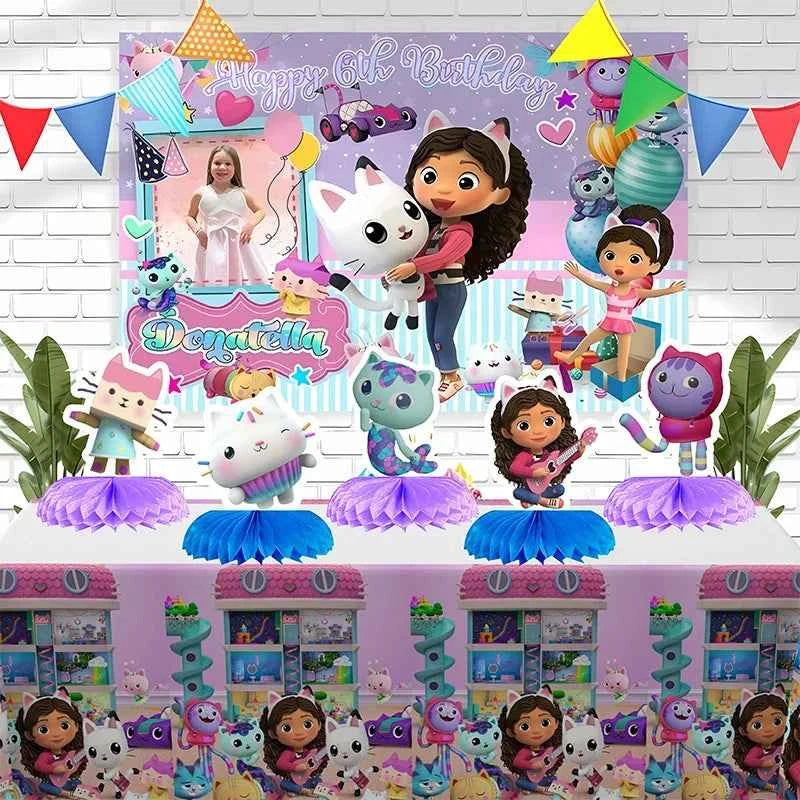 Gabby's Dollhouse paper honeycomb ornament birthday party or baby shower decoration kid favor Party Tabletop Decorations Set