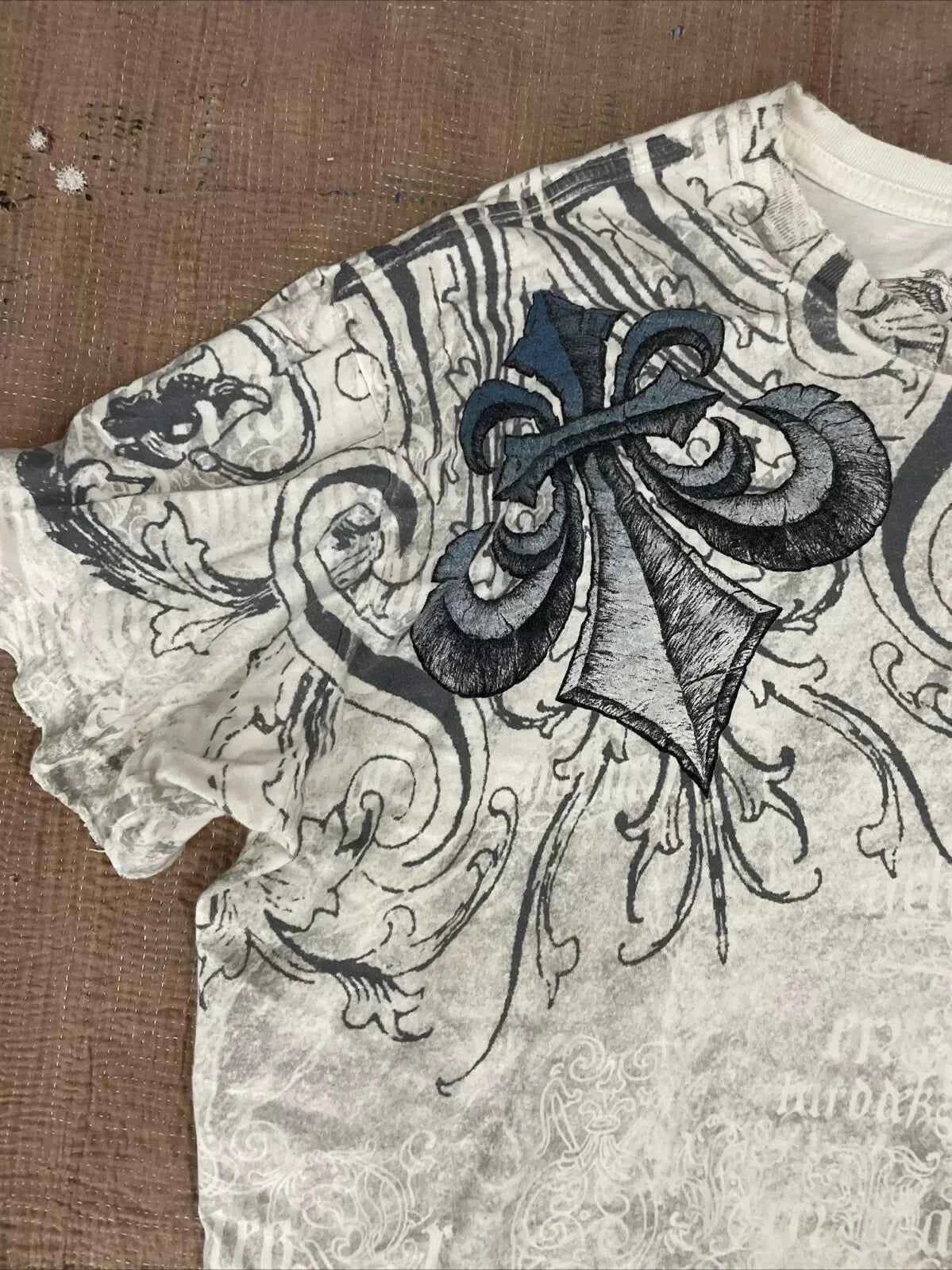 2000s affliction Graphic T-Shirt Mens Large Grunge Wings New Fashion Style Couple Tops Pure Cotton Shirt