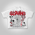 Vintage Dark Centipede Skeletal Graphic Cotton Print T-shirt Men Y2K Summer Short Sleeves Oversize T-shirt Women Casual Tee Tops