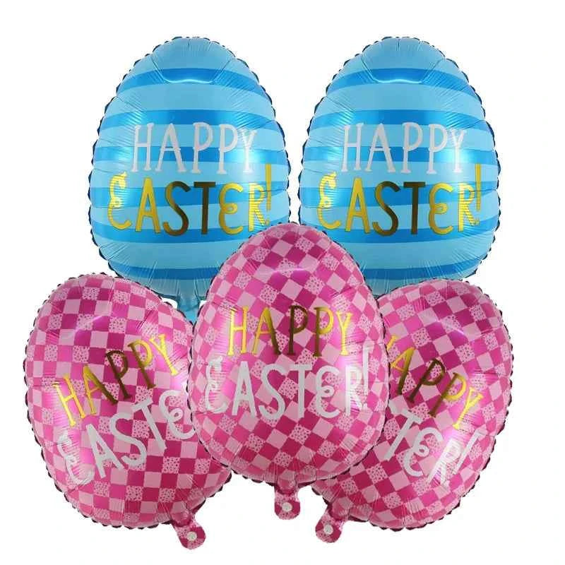 5pcs Easter Cute Rabbit Balloons White Bunny Shaped Balloons Happy Easter Foil Balloons for Easter Party Decors Kids Birthday