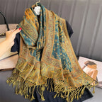 2025 new ethnic style retro shawl cashew flower geometric scarf cloak tassel scarf multi-color variety options available
