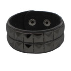 90s Heart Gothic Spike Bracelet Adjustable Punk Rock Bracelet Black Studded Faux Leather Bracelet for Men Women Gift